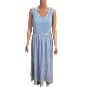 Meetjen Dress Large Bridesmaids, Sequin Vneck Prom Evening Blue Sparkle Women's